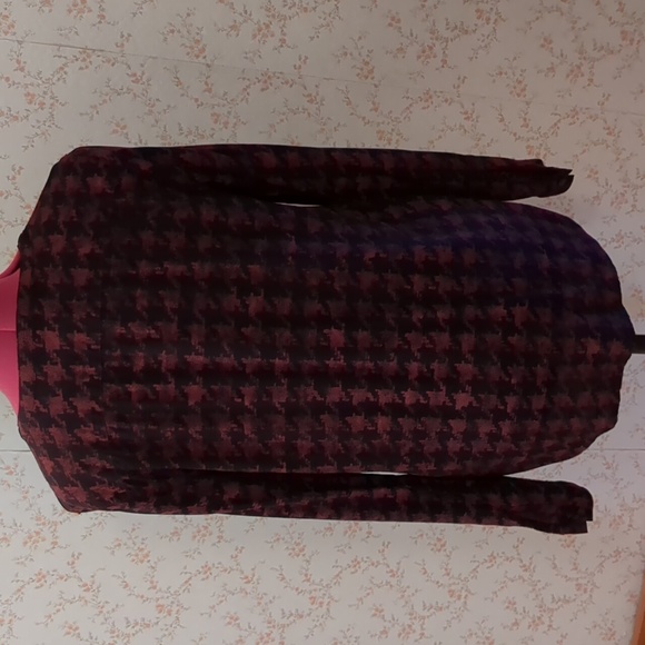 G.H Bass Houndstooth Convertible Sleeve Covered Button Hi/Low Tunic Blouse S - Picture 4 of 11